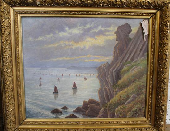 Oil on canvas of sailing boats